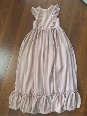Azazie Blush Pink Ruffle-Trim Formal Dress for Girls